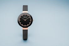 Load image into Gallery viewer, Bering Ceramic Polished Rose Gold Black Mesh Watch