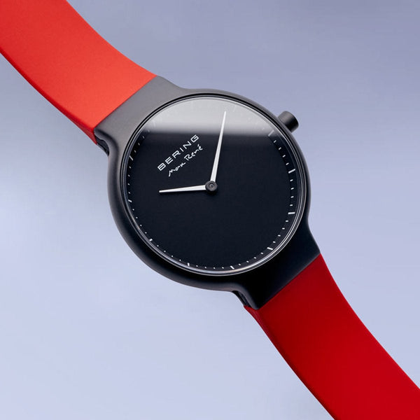 Bering Max René Matt Black Red Silicone Watch – Watch Repair Sydney