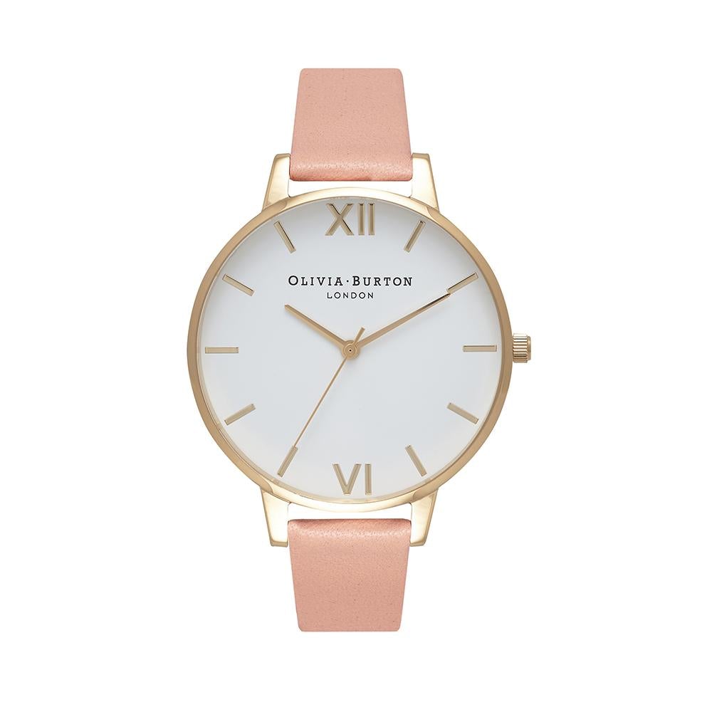 Olivia Burton Big Dial Gold Case White Watch - Gold