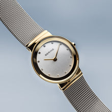 Load image into Gallery viewer, Bering Classic Polished Gold Silver Mesh Watch