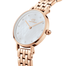 Load image into Gallery viewer, Daniel Wellington Petite Lumine 28 5-Link Rose Gold &amp; Mother of Pearl White Watch