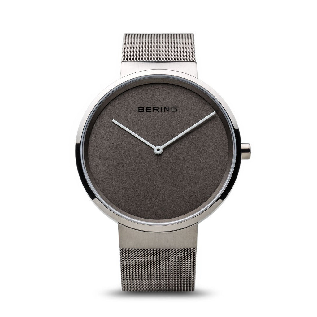 Bering Classic  Brushed Silver 39mm Grey Mesh Watch