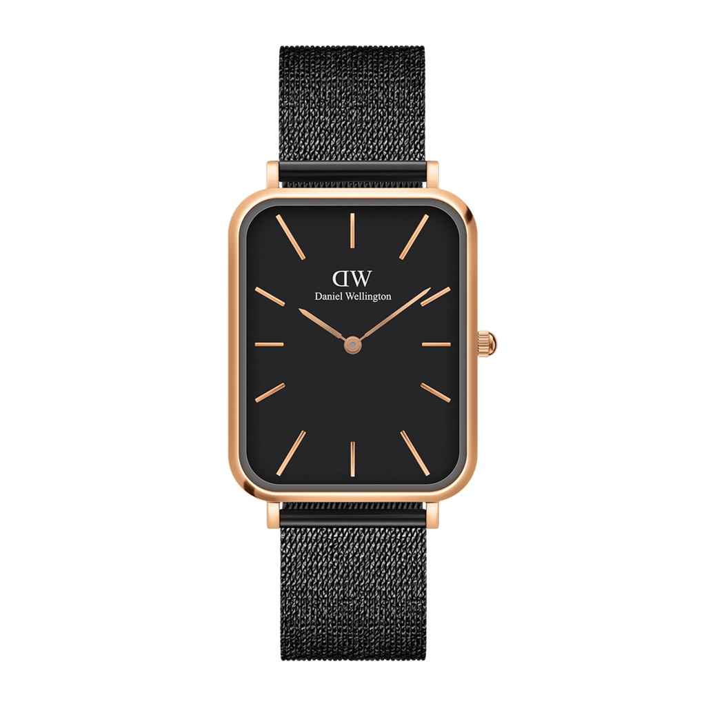 Daniel Wellington Quadro 20X26 Pressed Ashfield Rose Gold & Black Watch