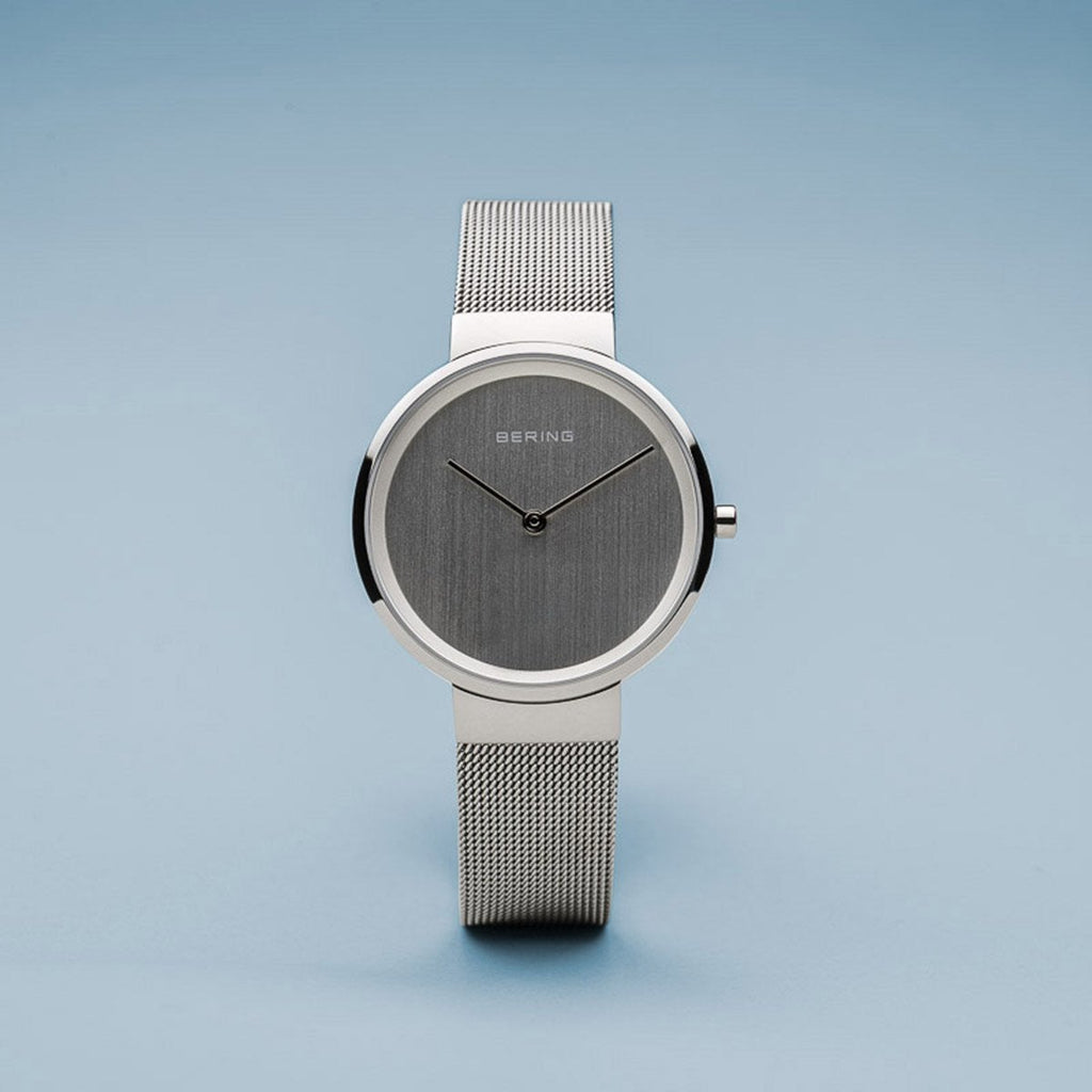 Bering Classic Polished Silver 31mm Mesh Watch