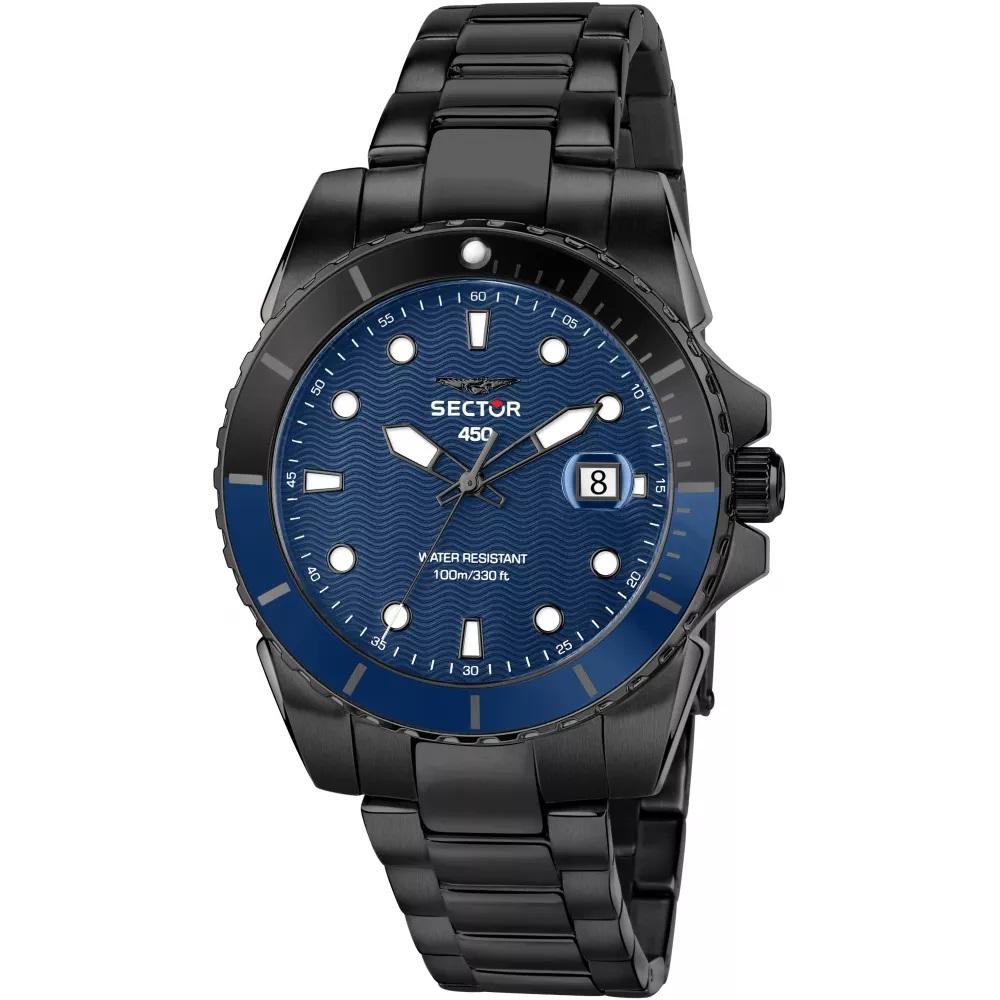 Sector 450 Blue Dial Black Bracelet Watch