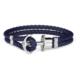 Paul Hewitt Phrep Leather Silver / Navy Blue Bracelet - L