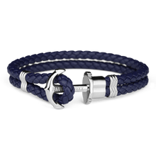 Load image into Gallery viewer, Paul Hewitt Phrep Leather Silver / Navy Blue Bracelet - XXXL