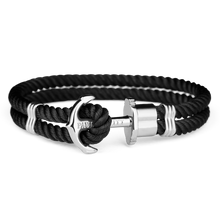 Load image into Gallery viewer, Paul Hewitt Phrep Nylon Silver / Black Bracelet - XXL