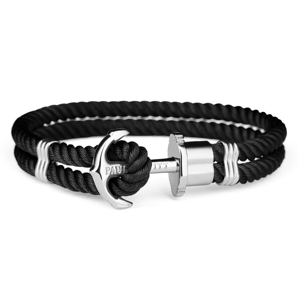 Paul Hewitt Phrep Nylon Silver / Black Bracelet - XL