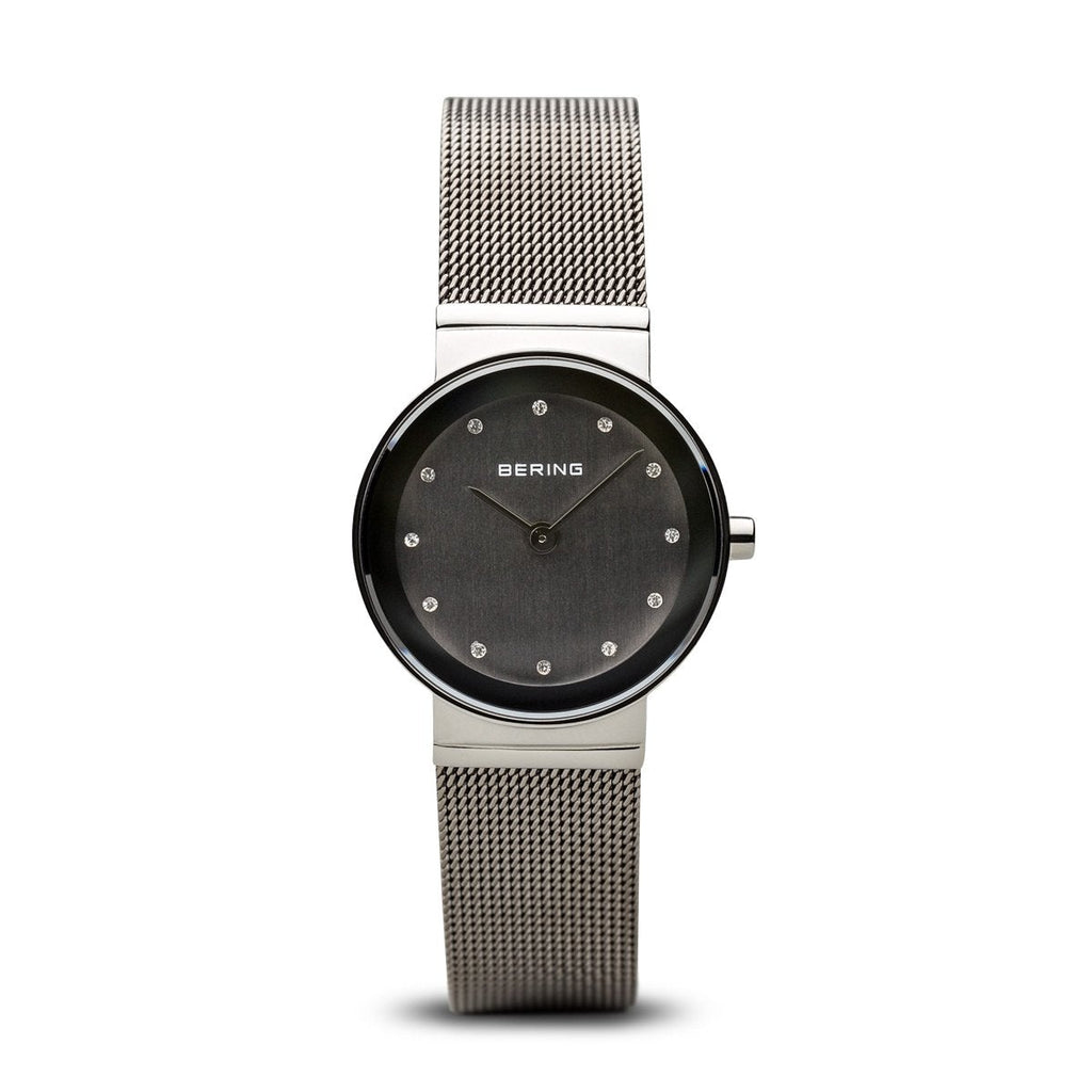 Bering Classic Polished Silver Mesh Swarovski Watch