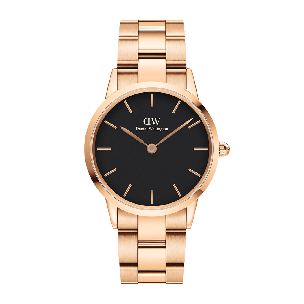 Daniel Wellington Iconic Link 36 Rose Gold & Black Watch