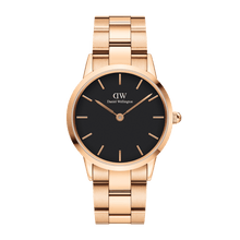 Load image into Gallery viewer, Daniel Wellington Iconic Link 36 Rose Gold &amp; Black Watch