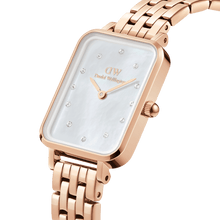 Load image into Gallery viewer, Daniel Wellington Quadro Lumine 20x26 5-Link Rose Gold &amp; Mother of Pearl White Watch