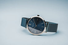 Load image into Gallery viewer, Bering Classic Polished Silver Blue Mesh Watch