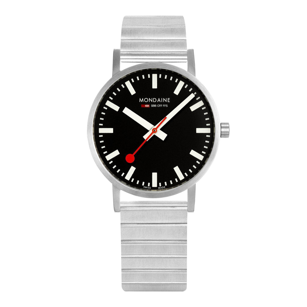 Mondaine Official Classic 36mm Silver Stainless Steel watch front