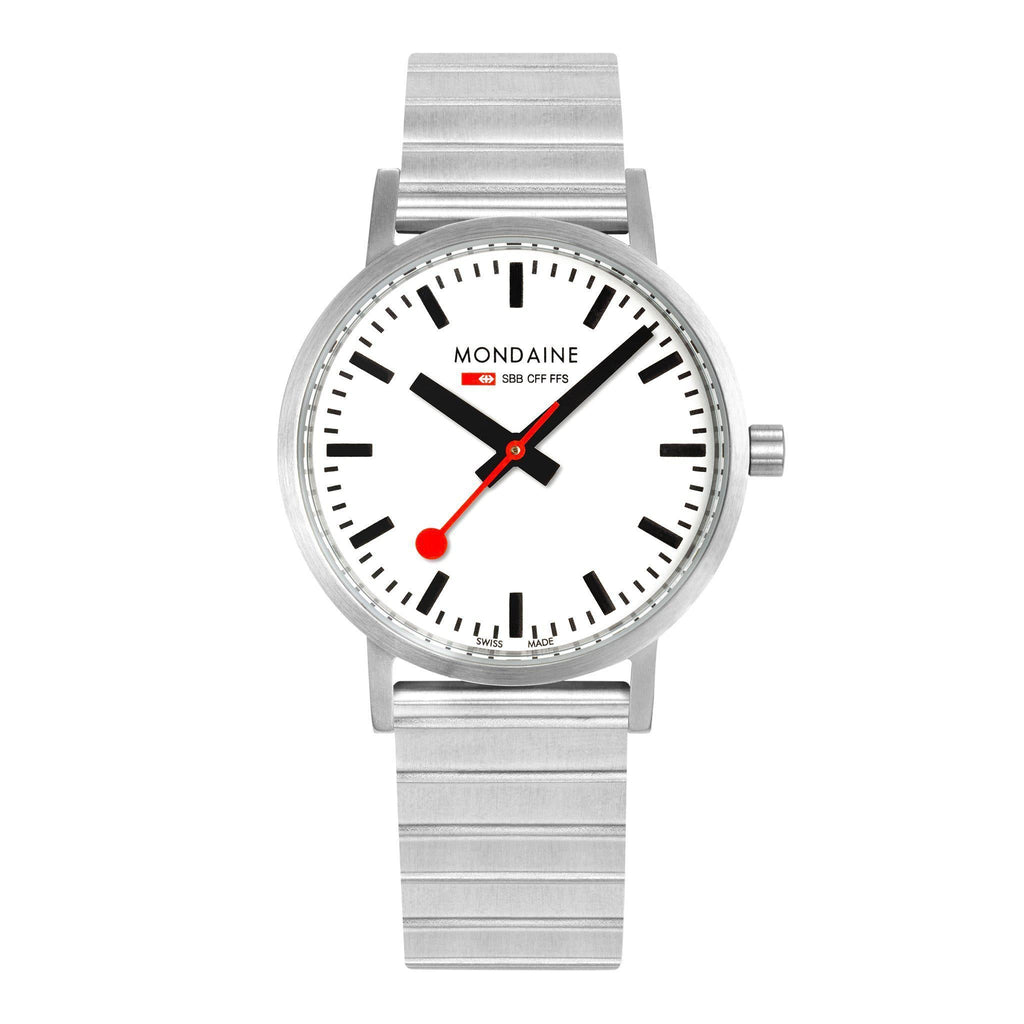 Mondaine Official Classic 40mm Silver Stainless Steel watch front