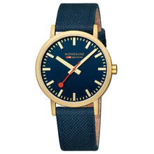 Load image into Gallery viewer, Mondaine Official Swiss Railways Classic Deep Ocean Blue Textile 40mm Watch