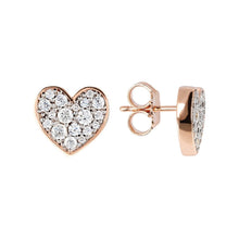 Load image into Gallery viewer, Bronzallure Pav&egrave; Heart Earrings