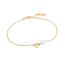 Load image into Gallery viewer, Ania Haie Gold Pearl Link Chain Bracelet