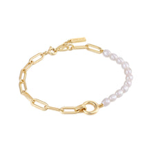 Load image into Gallery viewer, Ania Haie Gold Pearl Chunky Link Chain Bracelet