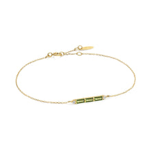 Load image into Gallery viewer, Ania Haie 14kt Gold Tourmaline and White Sapphire Bar Bracelet