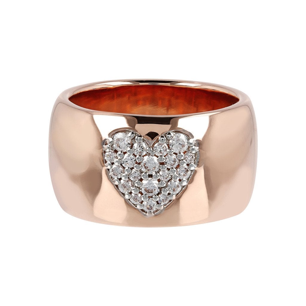 Bronzallure Band Ring with Heart Cubic Zirconia