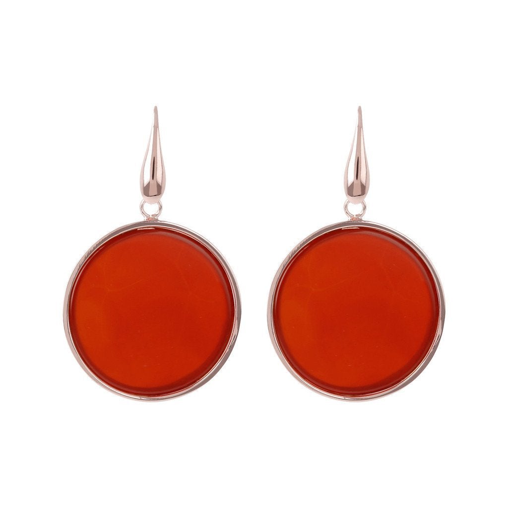 Bronzallure Big Disc Earrings With Natural Stones