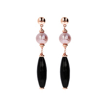 Load image into Gallery viewer, Bronzallure Black Onix and Rose Ming Pearl Dangle Earrings