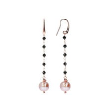 Load image into Gallery viewer, Bronzallure Black Spinel And Rose Pearl Dangle Earrings