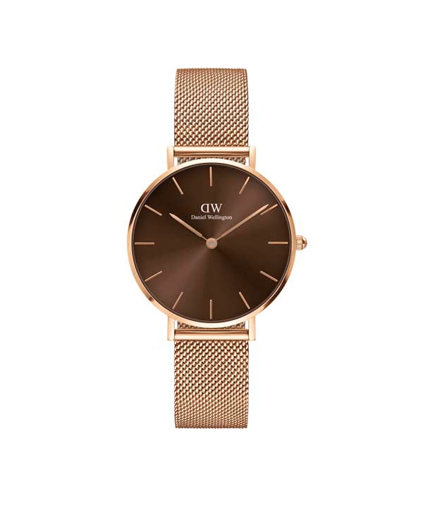 Daniel Wellington Petite Amber 32 Rose Gold & Brown Watch