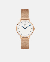 Load image into Gallery viewer, Petite Roman Numerals 28 Melrose RG White Watch