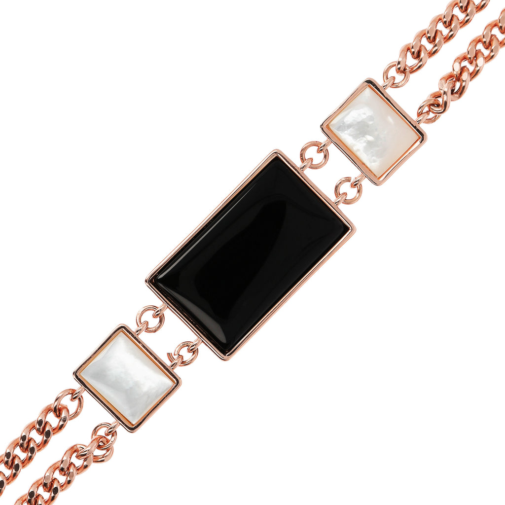 Bronzallure Rectangular Inserts in Natural Stone and Mother of Pearl Bracelet