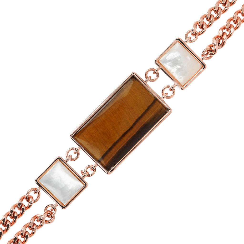 Bronzallure Rectangular Inserts in Natural Stone and Mother of Pearl Bracelet