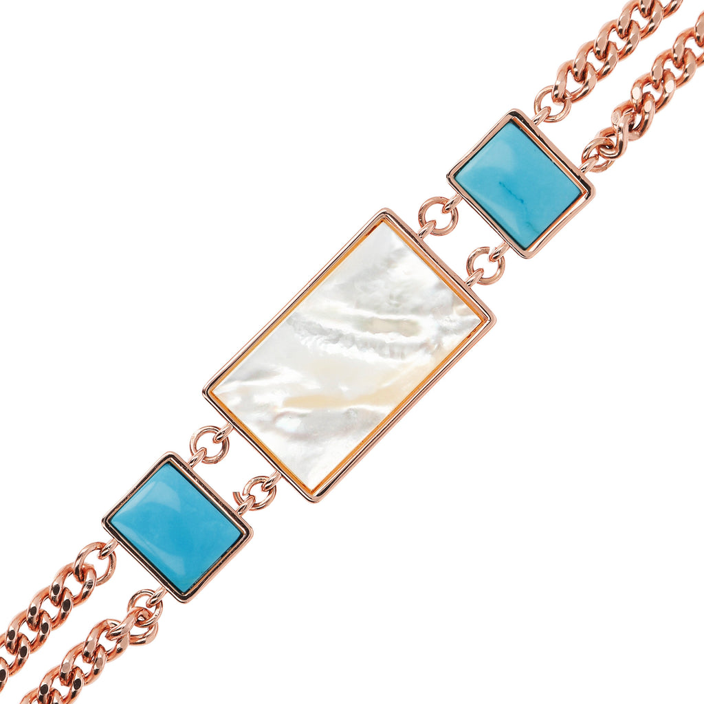 Bronzallure Rectangular Inserts in Natural Stone and Mother of Pearl Bracelet