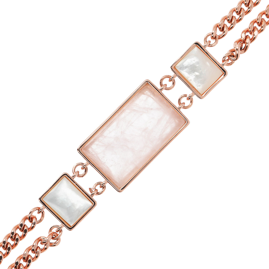 Bronzallure Rectangular Inserts in Natural Stone and Mother of Pearl Bracelet