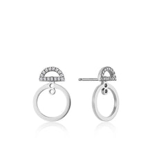 Load image into Gallery viewer, Ania Haie Shimmer Pavé Hoop Ear Jackets - Silver