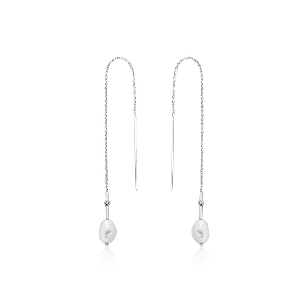 Ania Haie Pearl Threader Earrings Silver