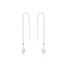 Load image into Gallery viewer, Ania Haie Pearl Threader Earrings Silver