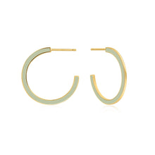 Load image into Gallery viewer, Ania Haie Sage Enamel Gold Hoop Earrings