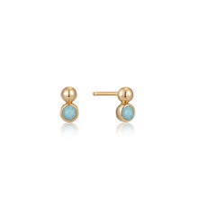 Load image into Gallery viewer, Ania Haie Gold Orb Amazonite Stud Earrings