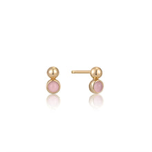 Load image into Gallery viewer, Ania Haie Gold Orb Rose Quartz Stud Earrings