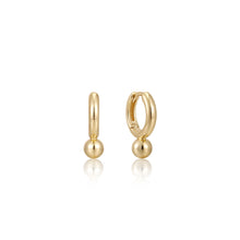 Load image into Gallery viewer, Ania Haie Gold Orb Drop Huggie Hoop Earrings