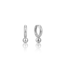 Load image into Gallery viewer, Ania Haie Silver Orb Drop Huggie Hoop Earrings