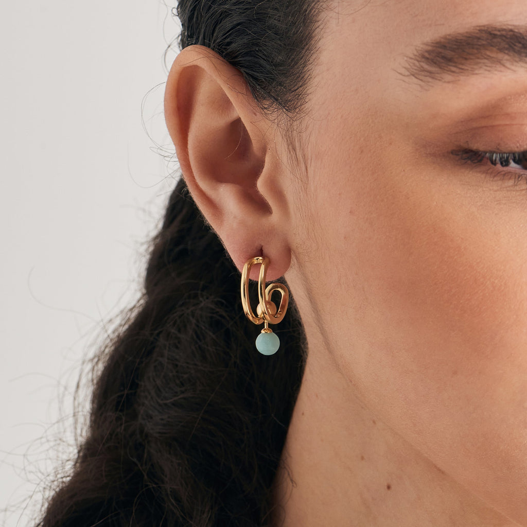 Ania Haie Gold Orb Amazonite Stud Mini Hoop Earrings