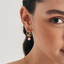 Load image into Gallery viewer, Ania Haie Gold Orb Rose Quartz Stud Mini Hoop Earrings