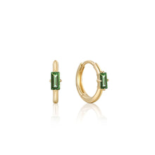 Load image into Gallery viewer, Ania Haie 14kt Gold Tourmaline Emblem Huggie Hoop Earrings