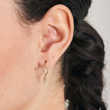 Load image into Gallery viewer, Ania Haie 14kt Gold White Sapphire Drop Mini Wave Hoop Earrings