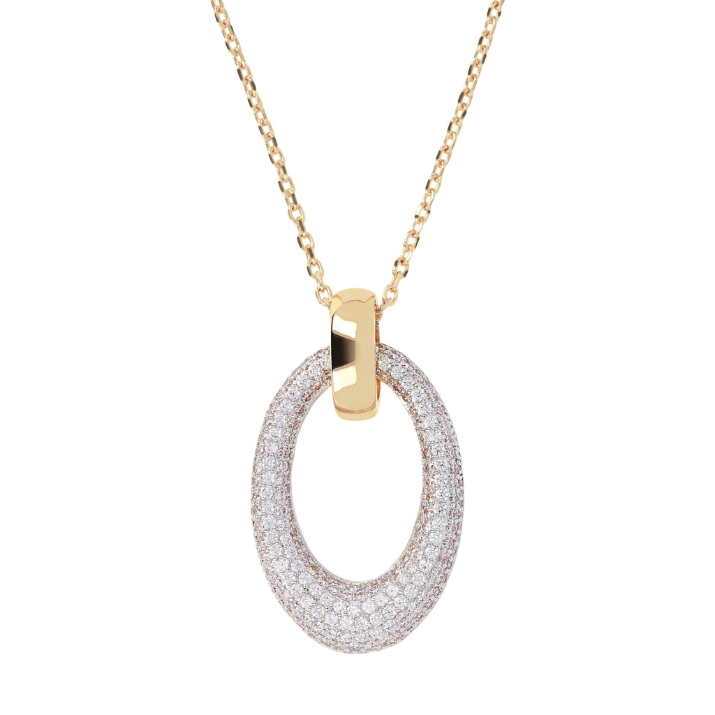 Bronzallure Altissima Golden Oval Pavé Pendant Necklace| The Jewellery Boutique