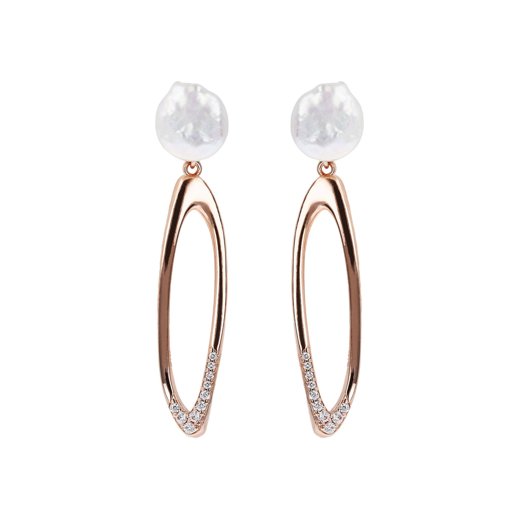 Bronzallure Hoop Earrings with Coin Pearls