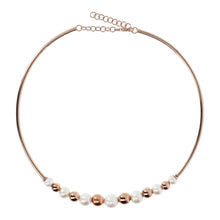 Load image into Gallery viewer, Bronzallure Chocker Necklace With Pearls And Golden Rose Beads